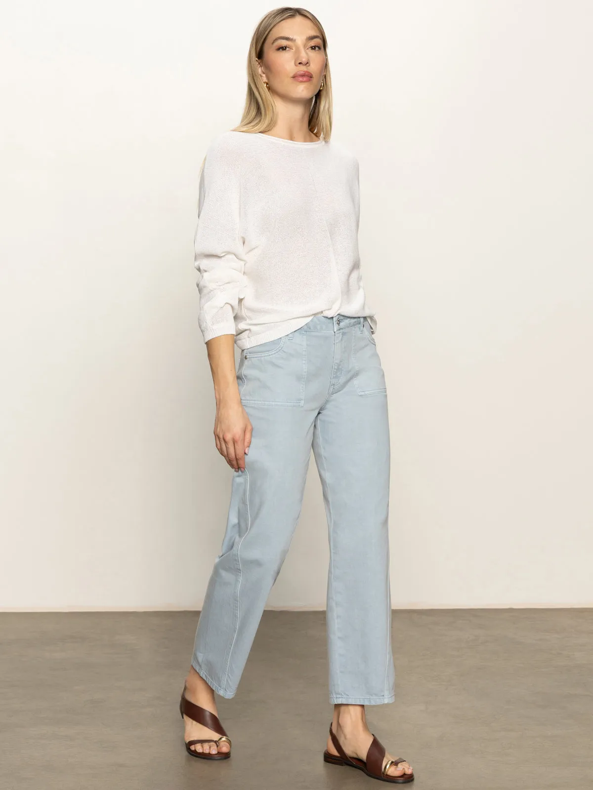 Easy Knitwear Top White Front Tie