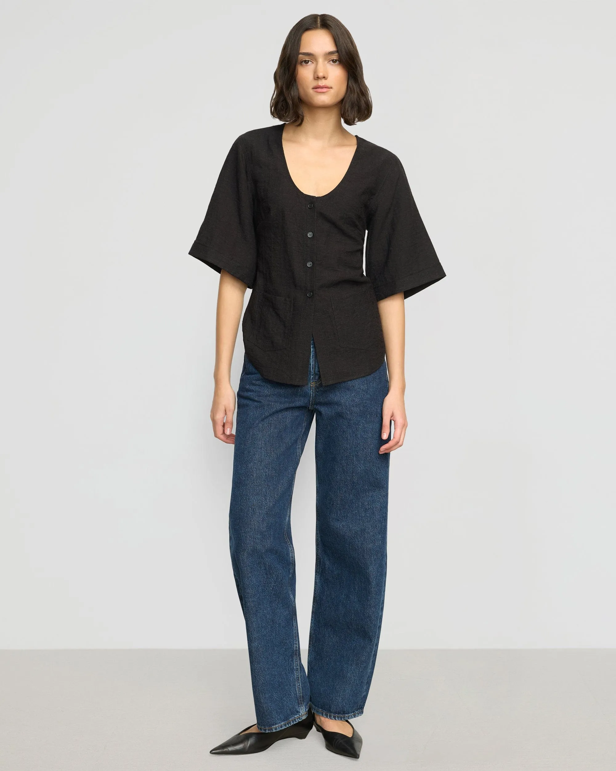 Katniss Pocket Tulip-Hem Blouse MinimalistStyle