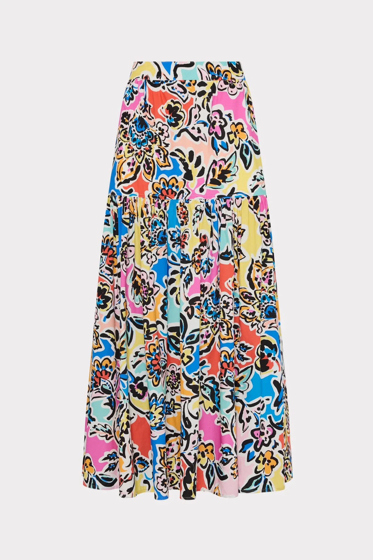 Novi Rainbow Oasis Poplin Maxi Skirt Elastic Free Cuffs Soft Touch Material