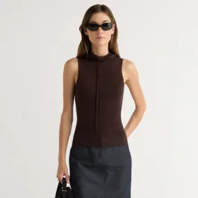 FourWay Stretch Tammy Cinched-Neck Tencel-Blend Top