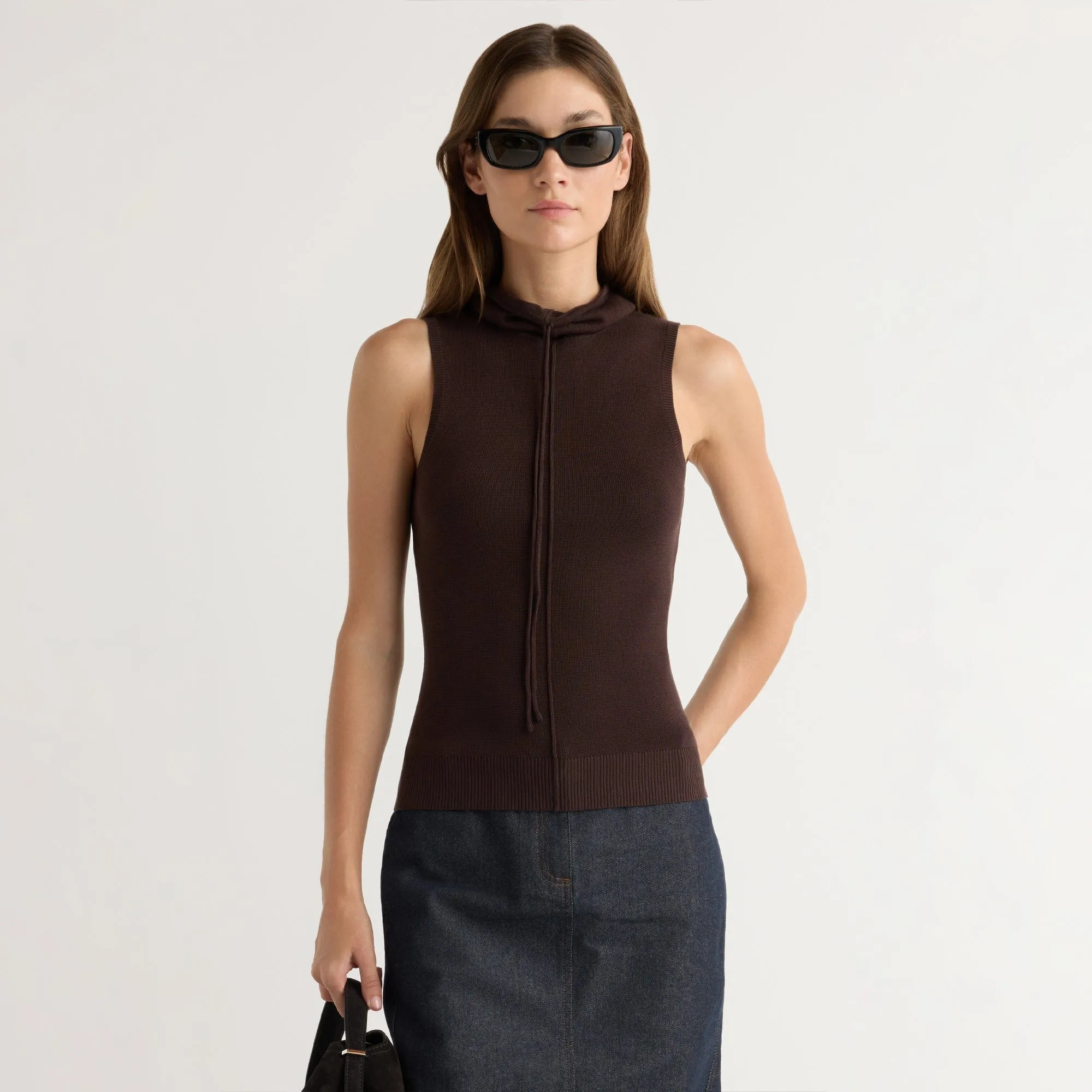 FourWay Stretch Tammy Cinched-Neck Tencel-Blend Top