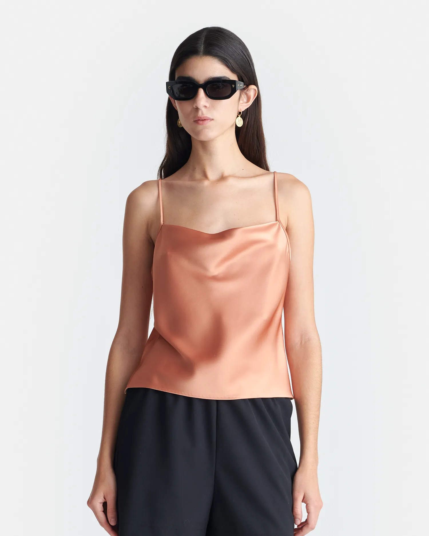 Johar - Slip Satin Top - Apricot PocketDetails