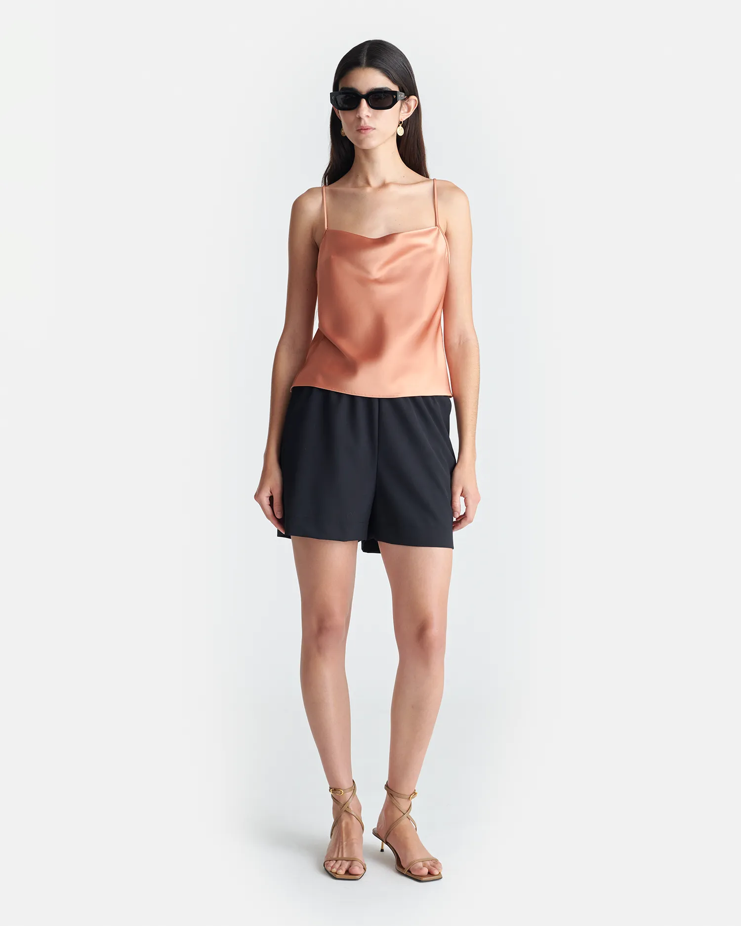 Johar - Slip Satin Top - Apricot Ventilated Panel Design