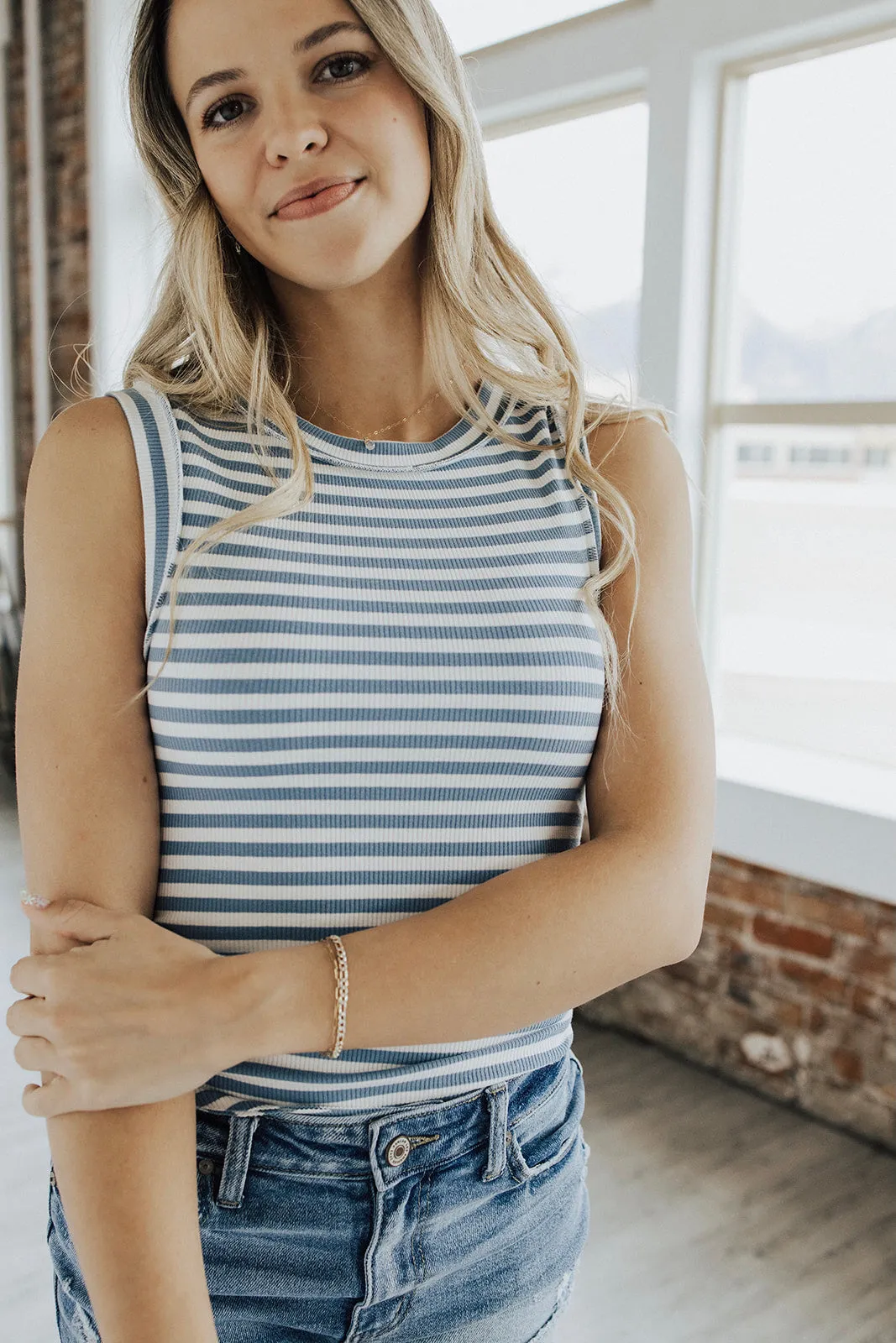 Ergonomic Shoulder Cut Heatwave Striped Tank - FINAL SALE