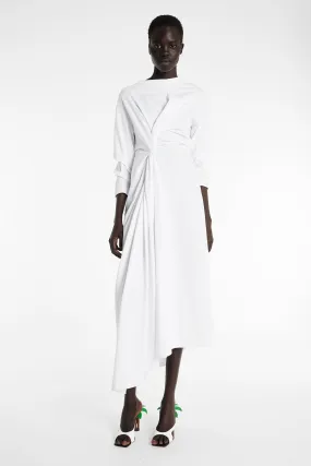 Knotted Jersey Dress White Neutral Tone Palette