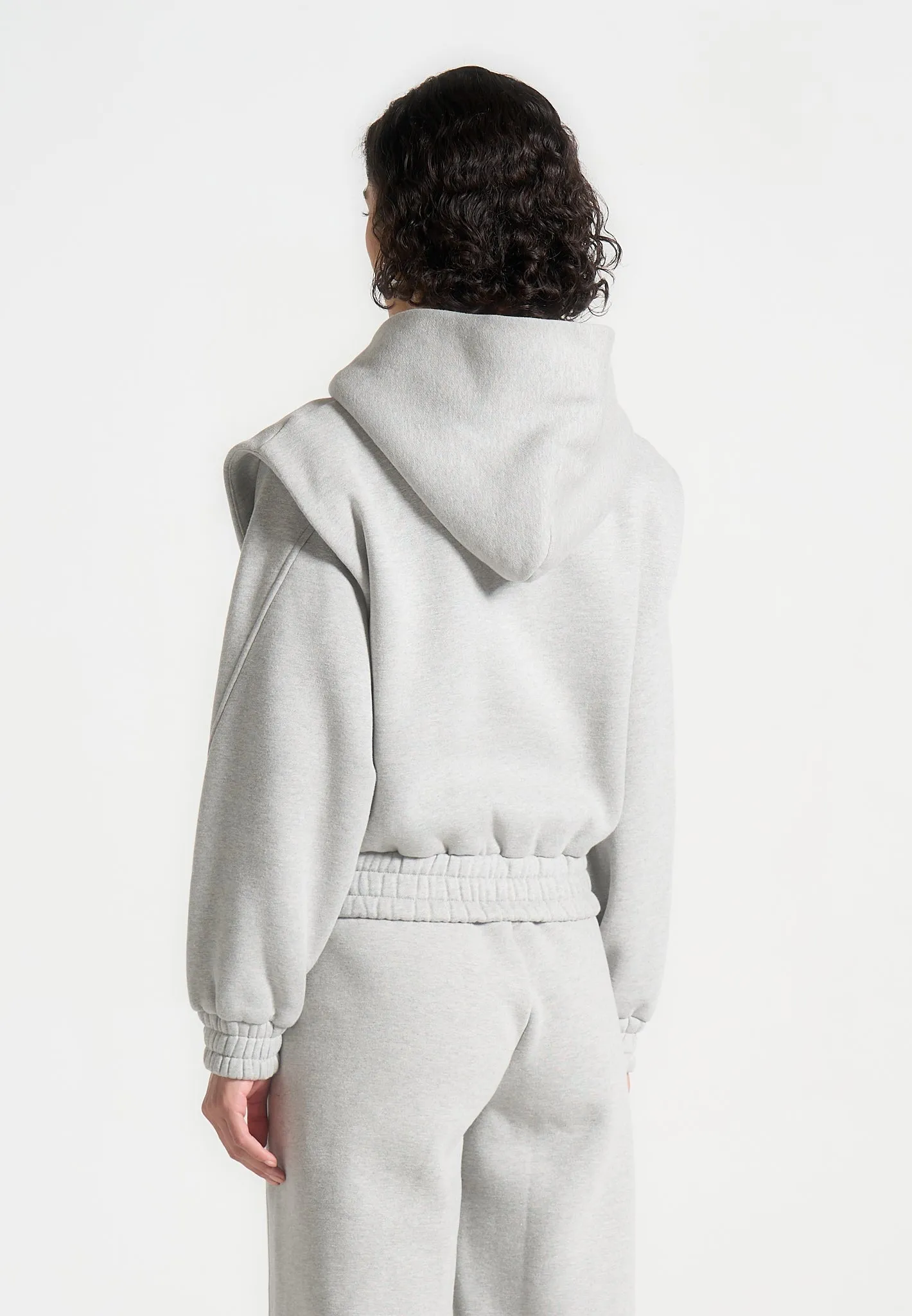 Bold Design Reflective Logo Detail Louna - Wide Shoulder Zip Through Hoodie - Grey