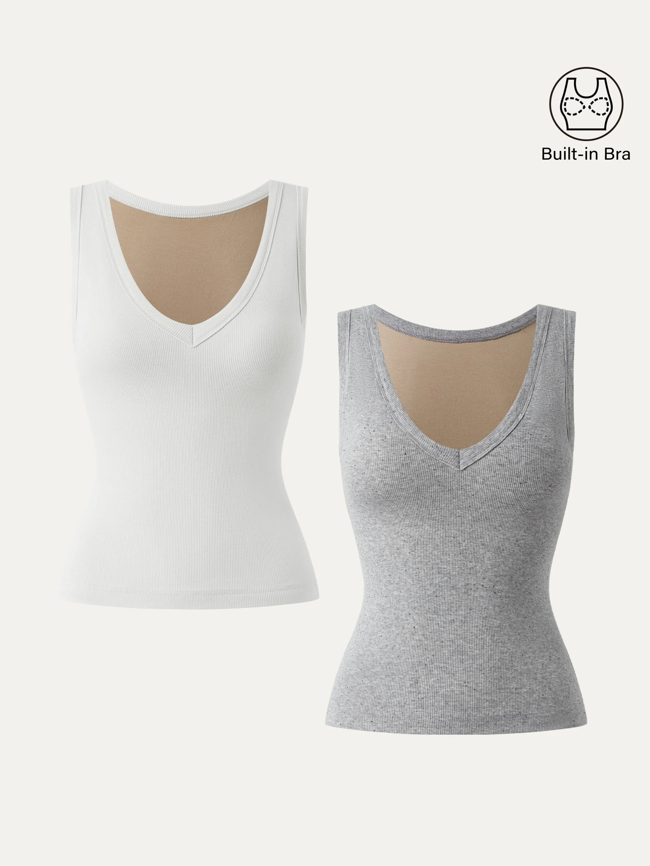 WrinkleResistant Fabric NonRestrictive Fit 2Pcs Set Stretchy V-neck Cotton New Airy Brami Tank