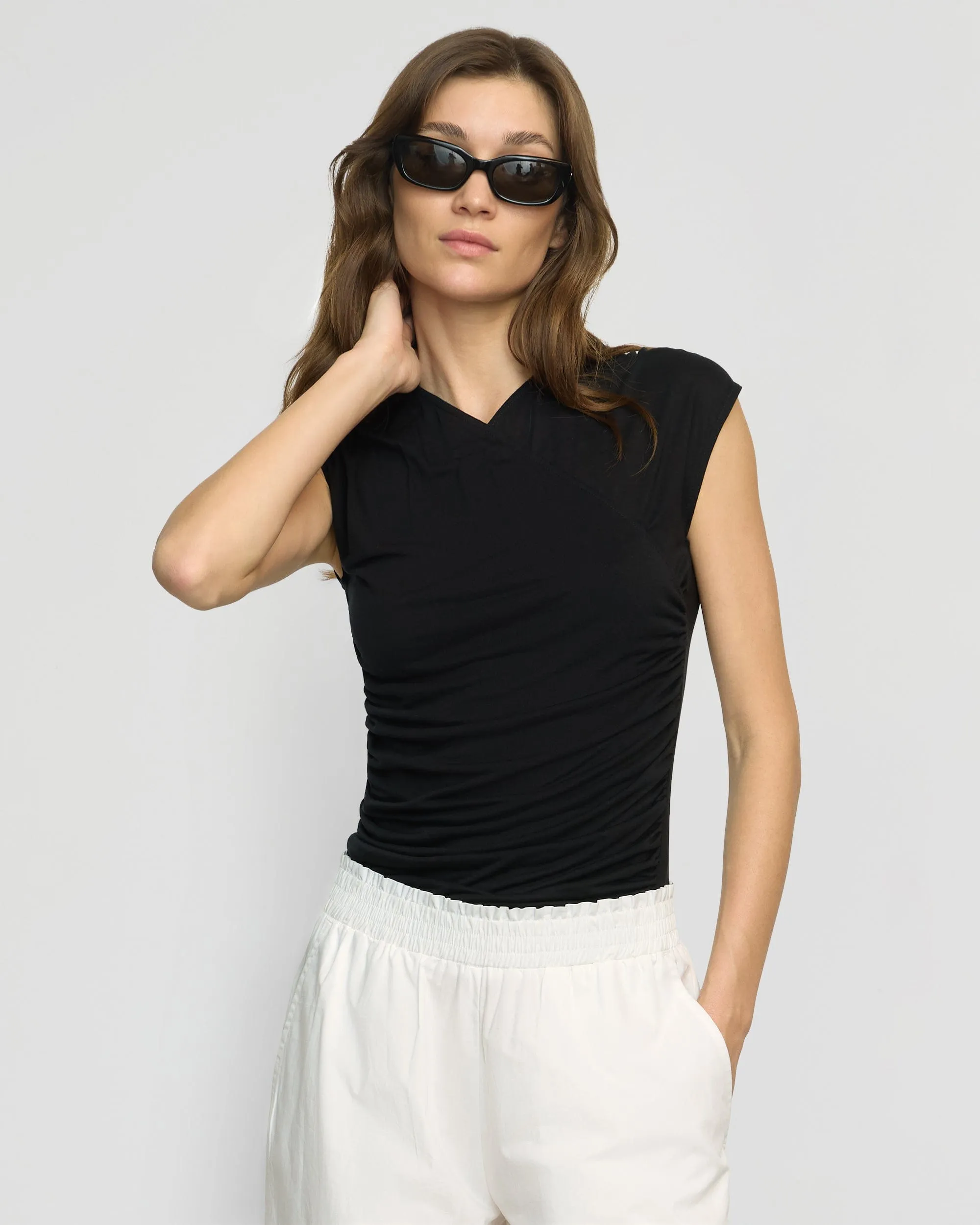 Lila Tencel Wrap-Neck Tee FlexibleKnit