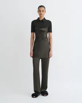 Heceta - Mesh Jersey and Slip Satin Mini Dress - Dark Green/Anthracite Flexible Knit