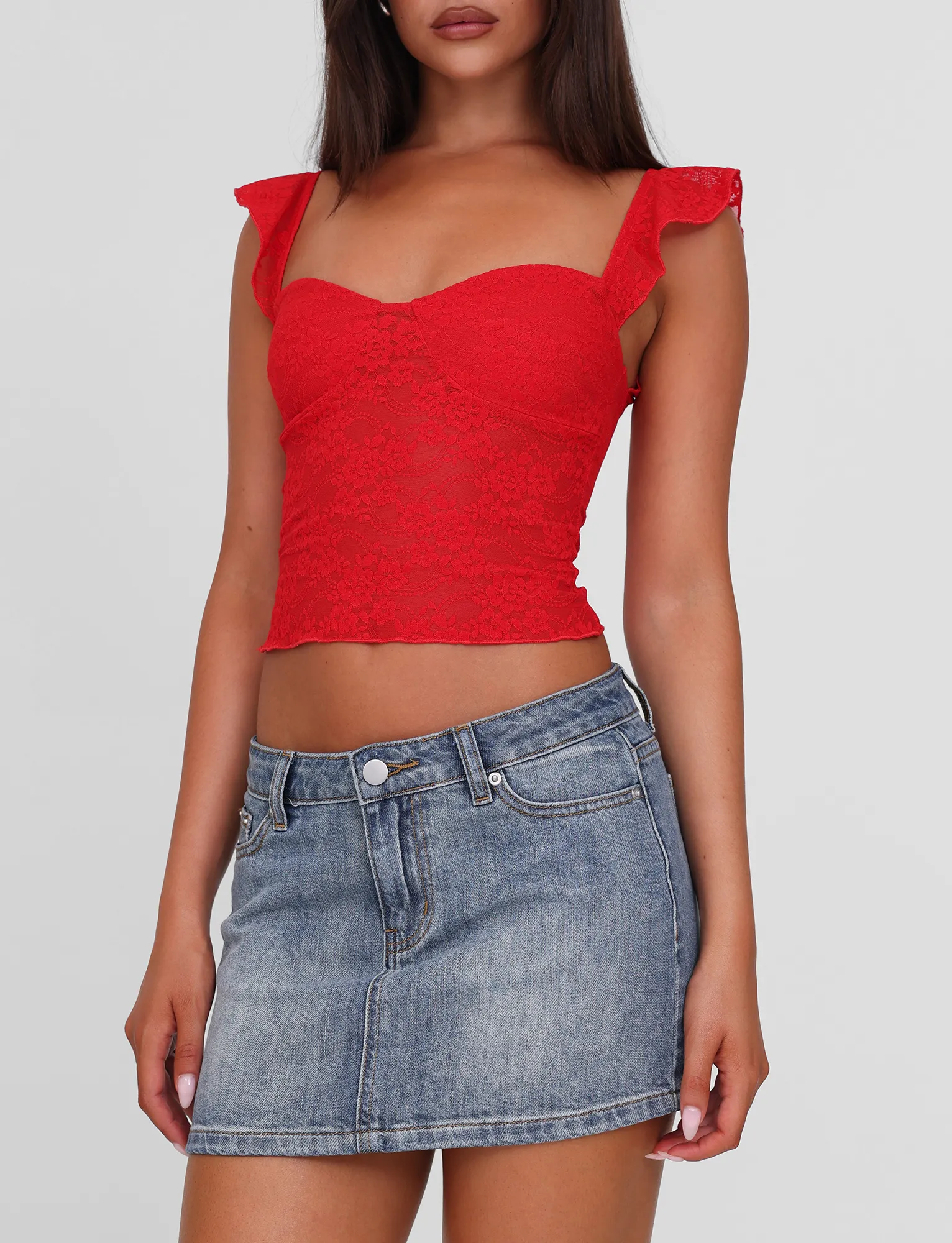 Spring Brunch MICHAYLA MINI SKIRT - MID WASH