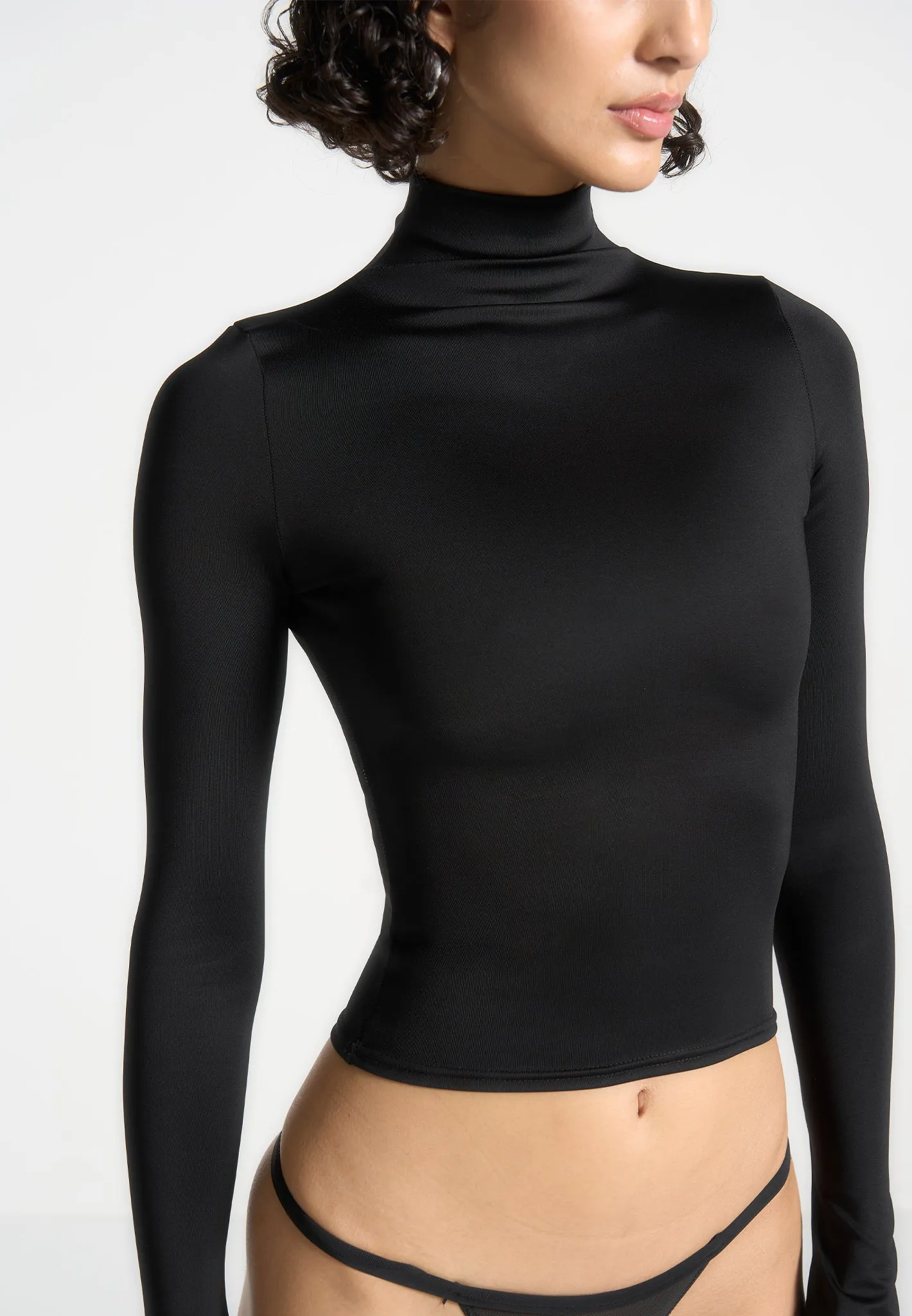 Indoor clothing Alea - Mock Neck Long Sleeve Top - Black
