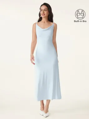 Fit For All All-Season Comfort Effortless Vacay Cowl Neck Midi Brami Dress