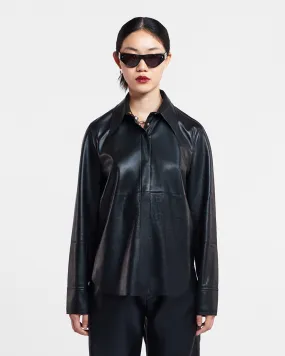 Breathable mesh lining Naum - Okobor? Alt-Leather Shirt - Black