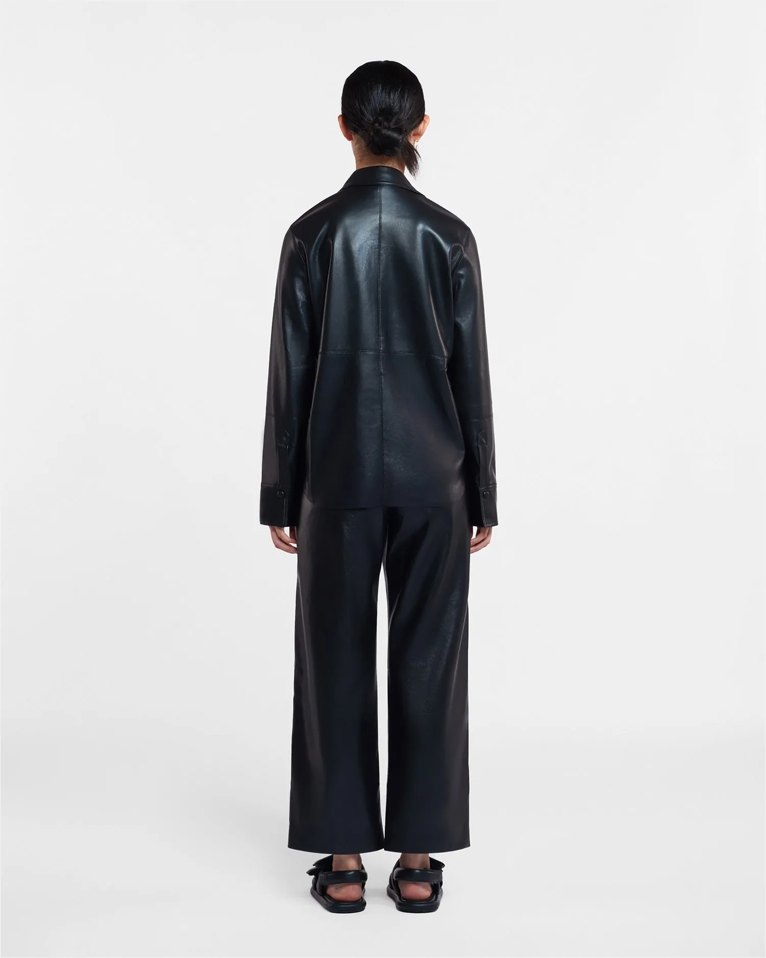 Naum - Okobor? Alt-Leather Shirt - Black Effortless Look