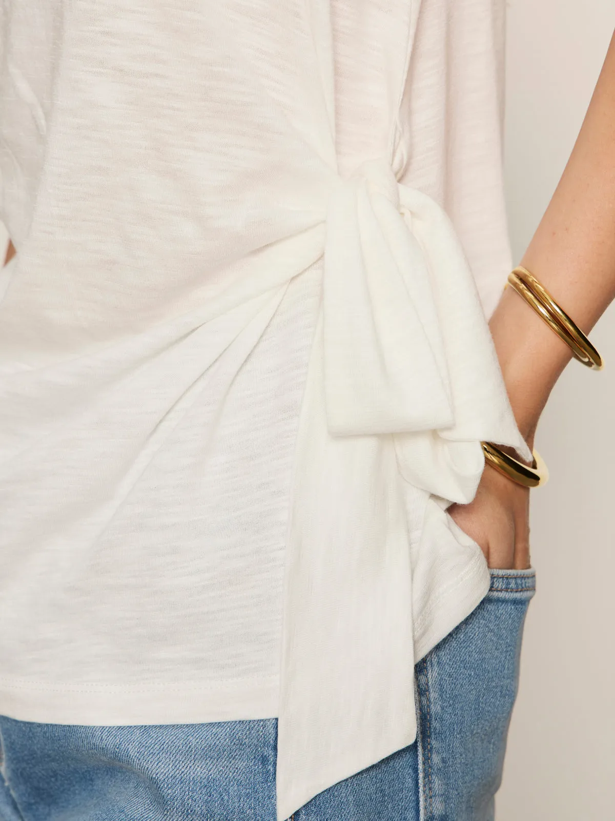 Quick Change Side Tie Muscle Tee White