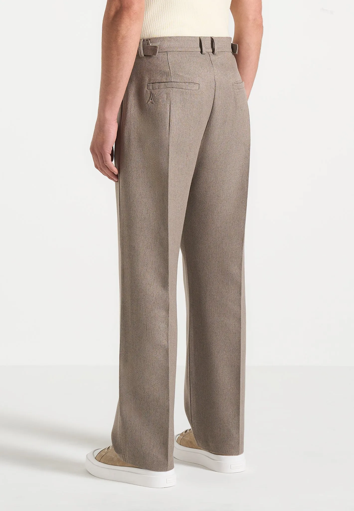 Pierre - Relaxed Fit Textured Pleated Tailored Trousers - Taupe Comfortable Wear