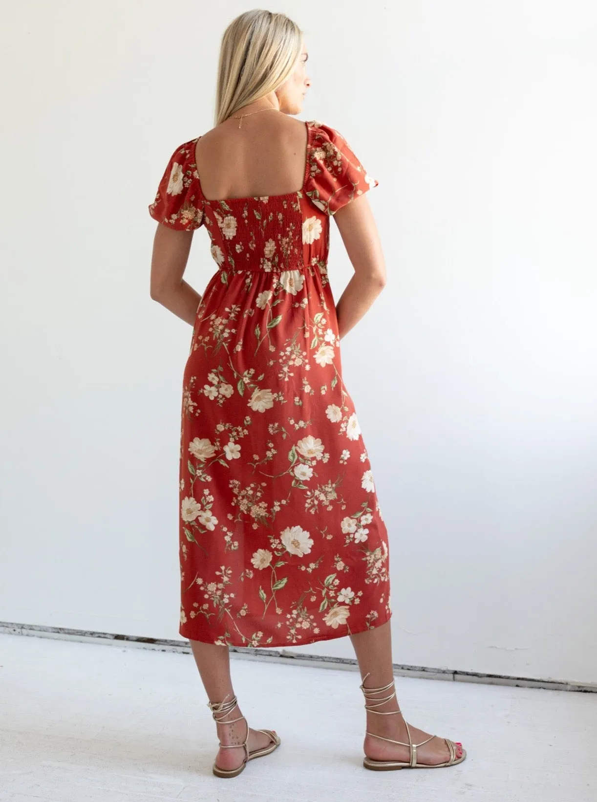 Janie Floral Dress - Rust Relaxed Vibe Versatile Edge