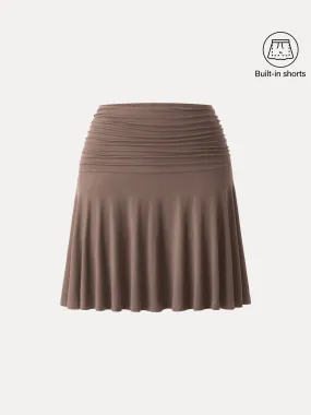 Timeless Layers Everyday Must-have Ruched Mini Circle Skirt with Lined Shorts