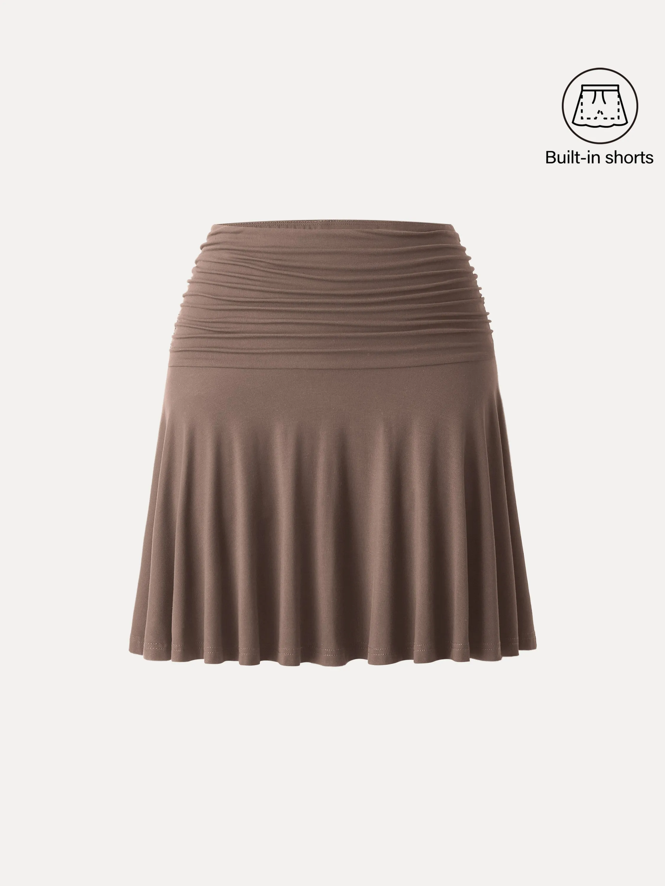 Timeless Layers Everyday Must-have Ruched Mini Circle Skirt with Lined Shorts