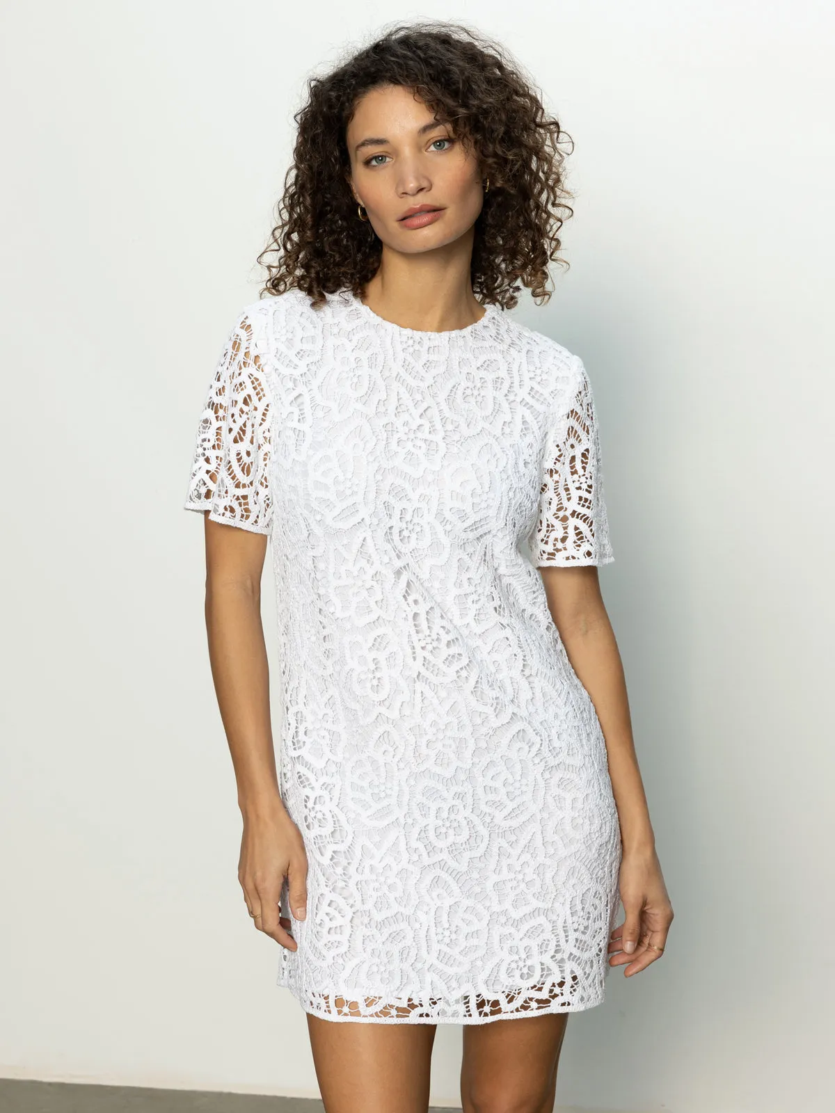 The Wanderer Lace Dress White effortless grace Satin Fabric