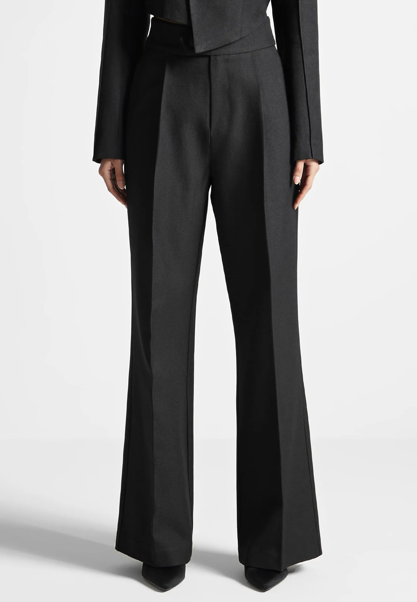 Elsa - High Waisted Tailored Trousers - Black Elegant Style