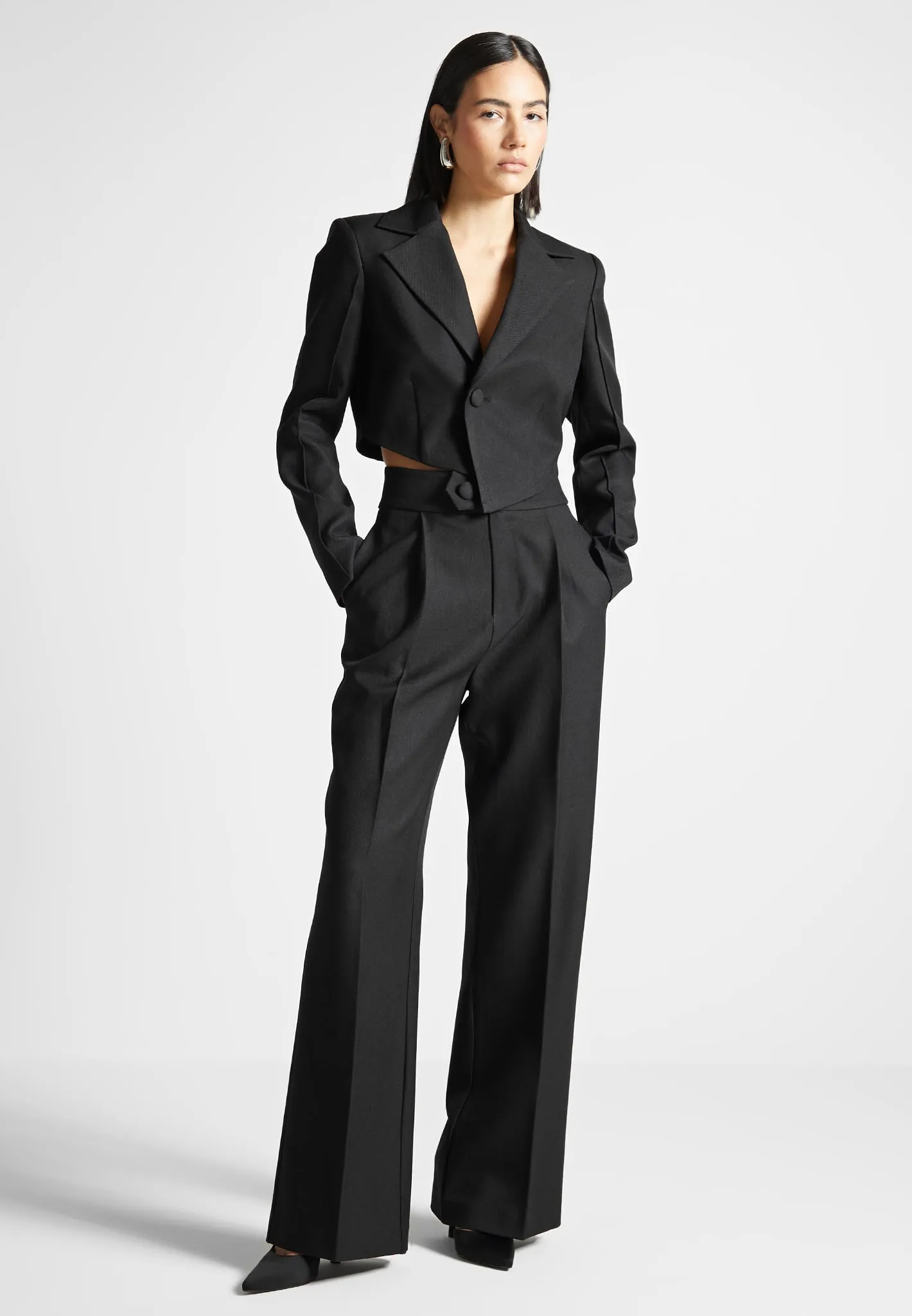 Refined Style Comfort Wear Elsa - High Waisted Tailored Trousers - Black