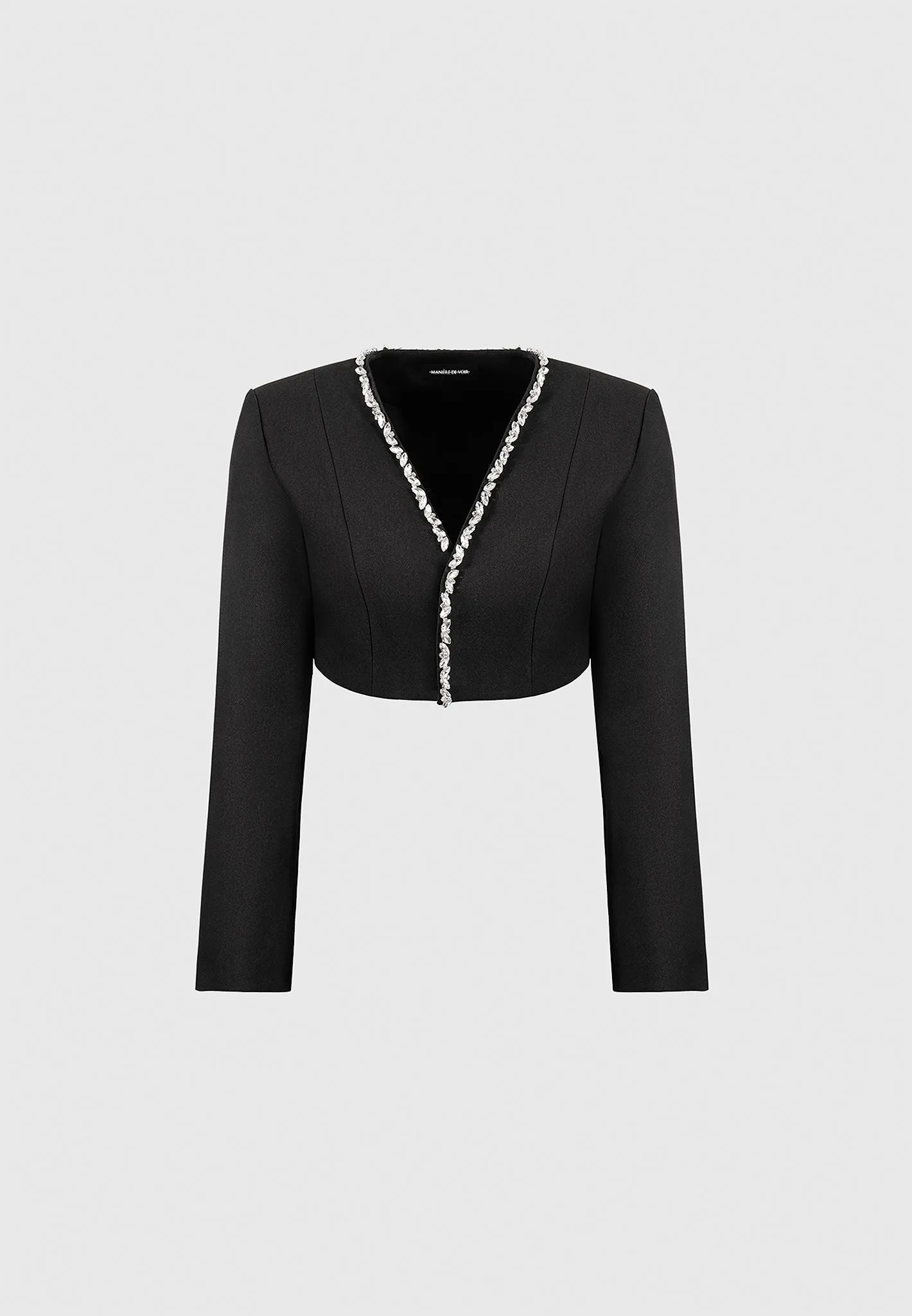 Embellished Cropped Blazer - Black premium design Minimalist Comfort