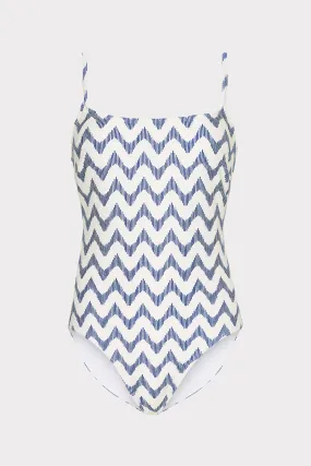 Striped-Pattern Sand Resistant Lining Grace Barcelona Chevron One Piece
