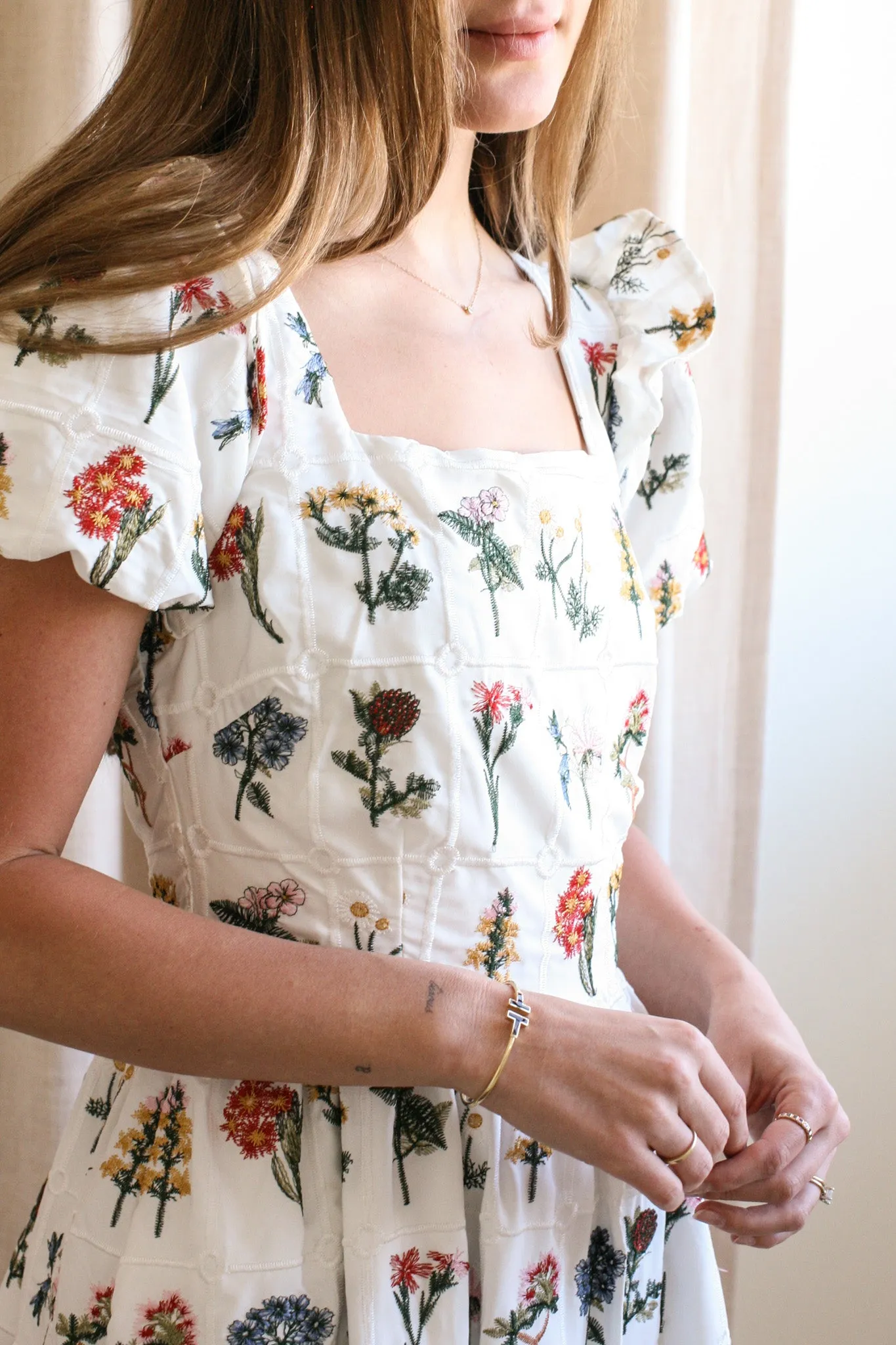 Emery Embroidered Midi Dress Peach Tone Beachwear