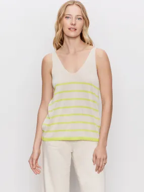V-Neck Knitwear Tank Muslin Desert Lime Stripe Weekend Wardrobe