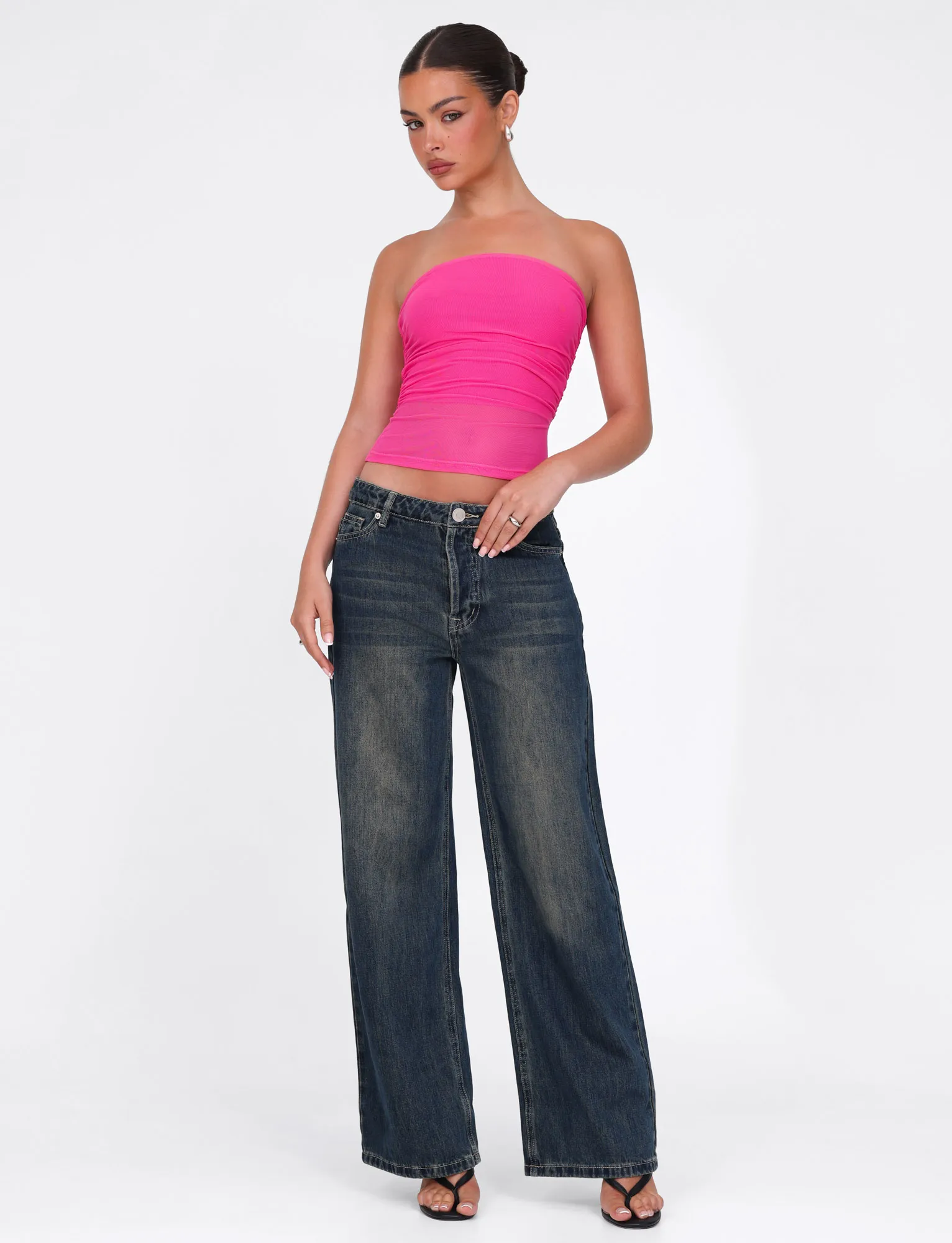 Multi Way Adjustable Fit AthleisureInspired HARRIETT TUBE TOP - PINK : PINK