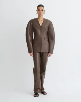 Erina - Regenerated Leather Jacket - Chocolate Torsion Control System