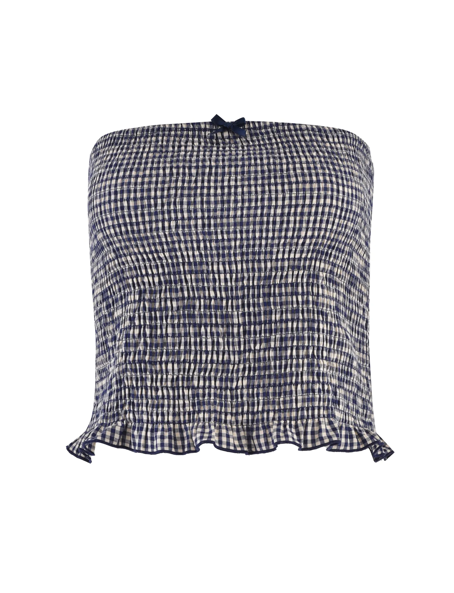 ERYNN TOP - NAVY GINGHAM Classic Cut Antimicrobial Finish