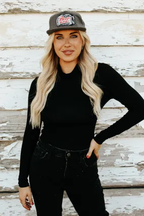 Versatile Wear Essential Turtleneck Long Sleeve Bodysuit - Black