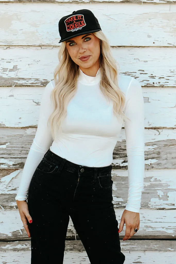 Essential Turtleneck Long Sleeve Bodysuit - White Non Restrictive Collar