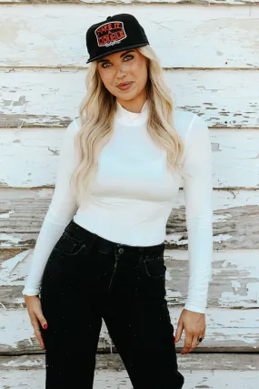 Essential Turtleneck Long Sleeve Bodysuit - White Non Restrictive Collar