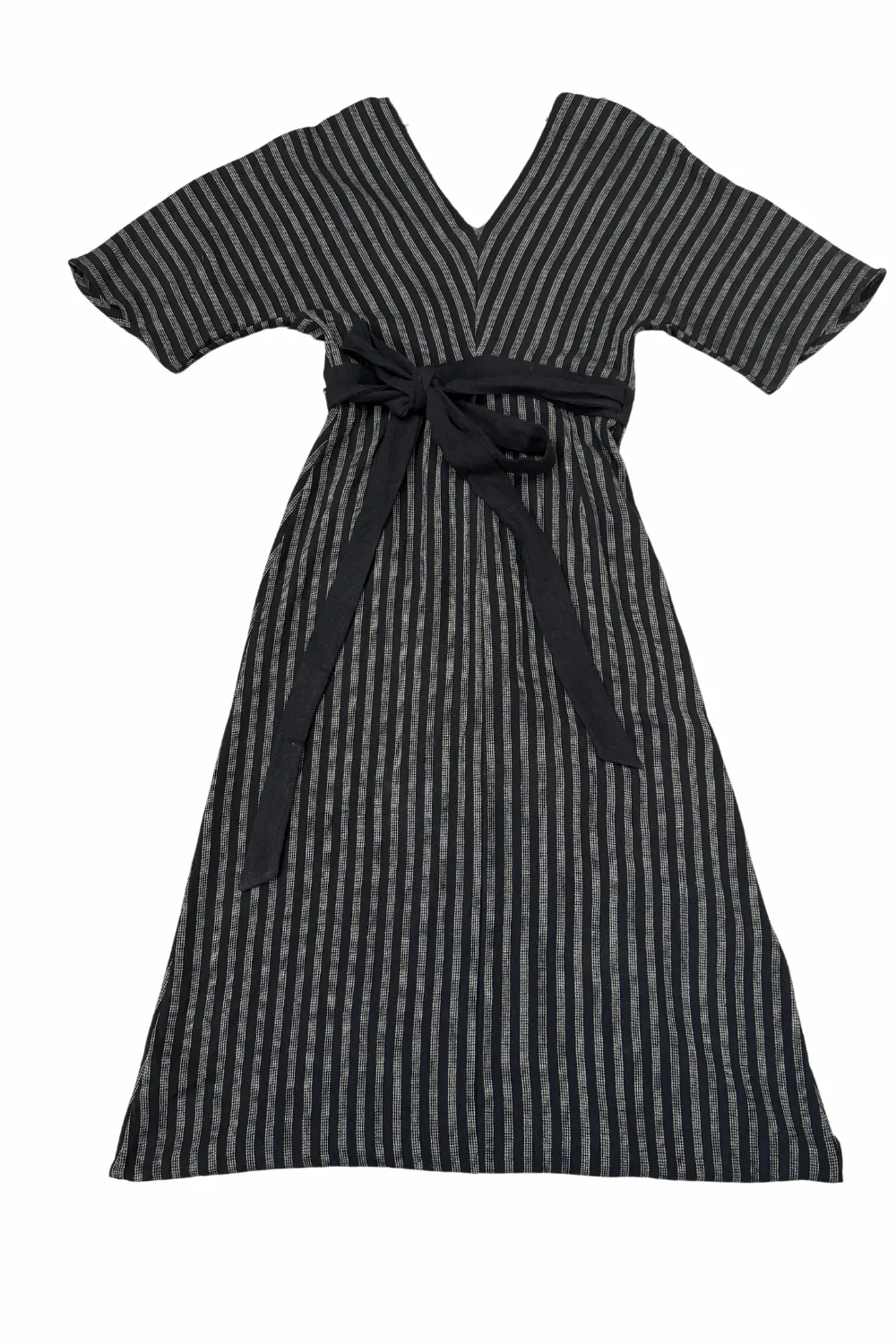 Neat Stitch Diana Dress in Black 2 Tone Stripe Cotton