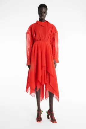 Peace Glow Garden Fresh Organza Shirt Dress Red