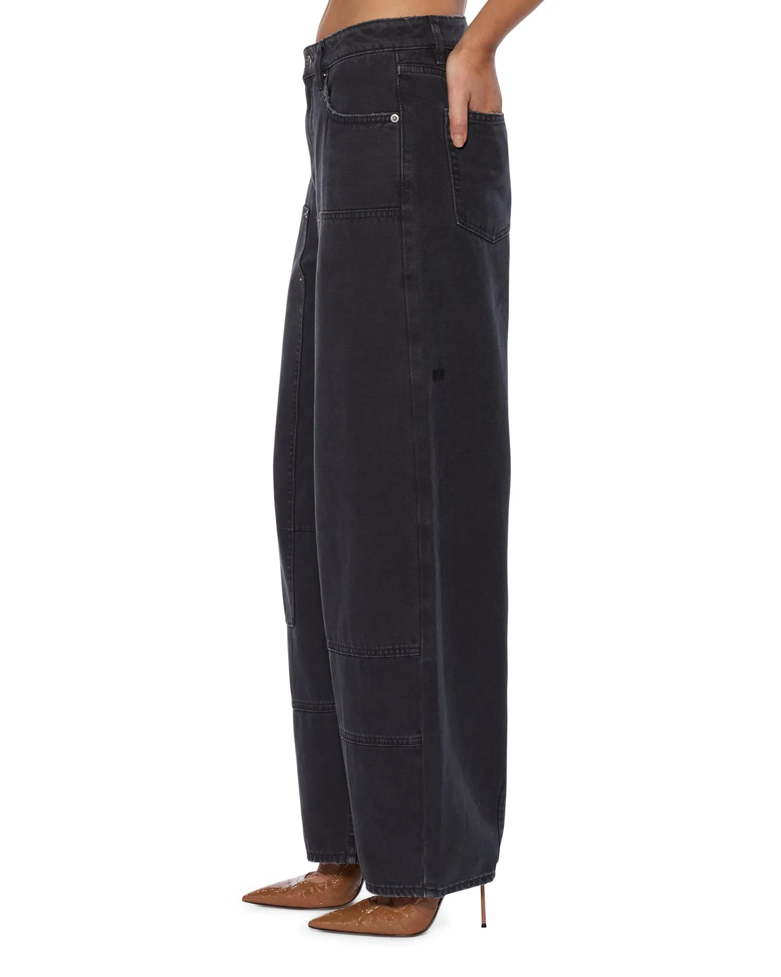 Circular Knit Construction No Gap Waist BARREL JEAN CARPENTER BLACK