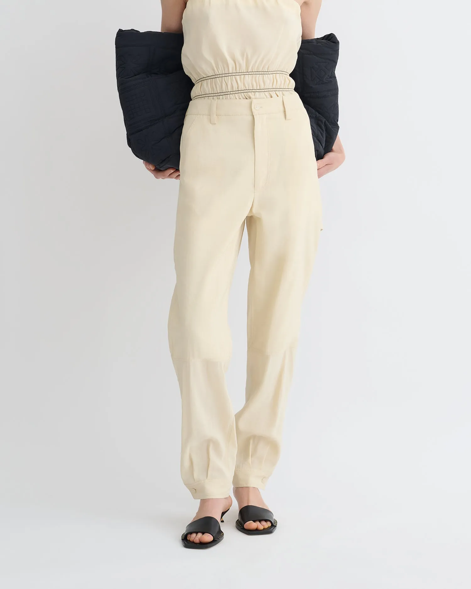 Daron - Glass Poplin Pants - Oat Gripper Waistband No Gap Waist