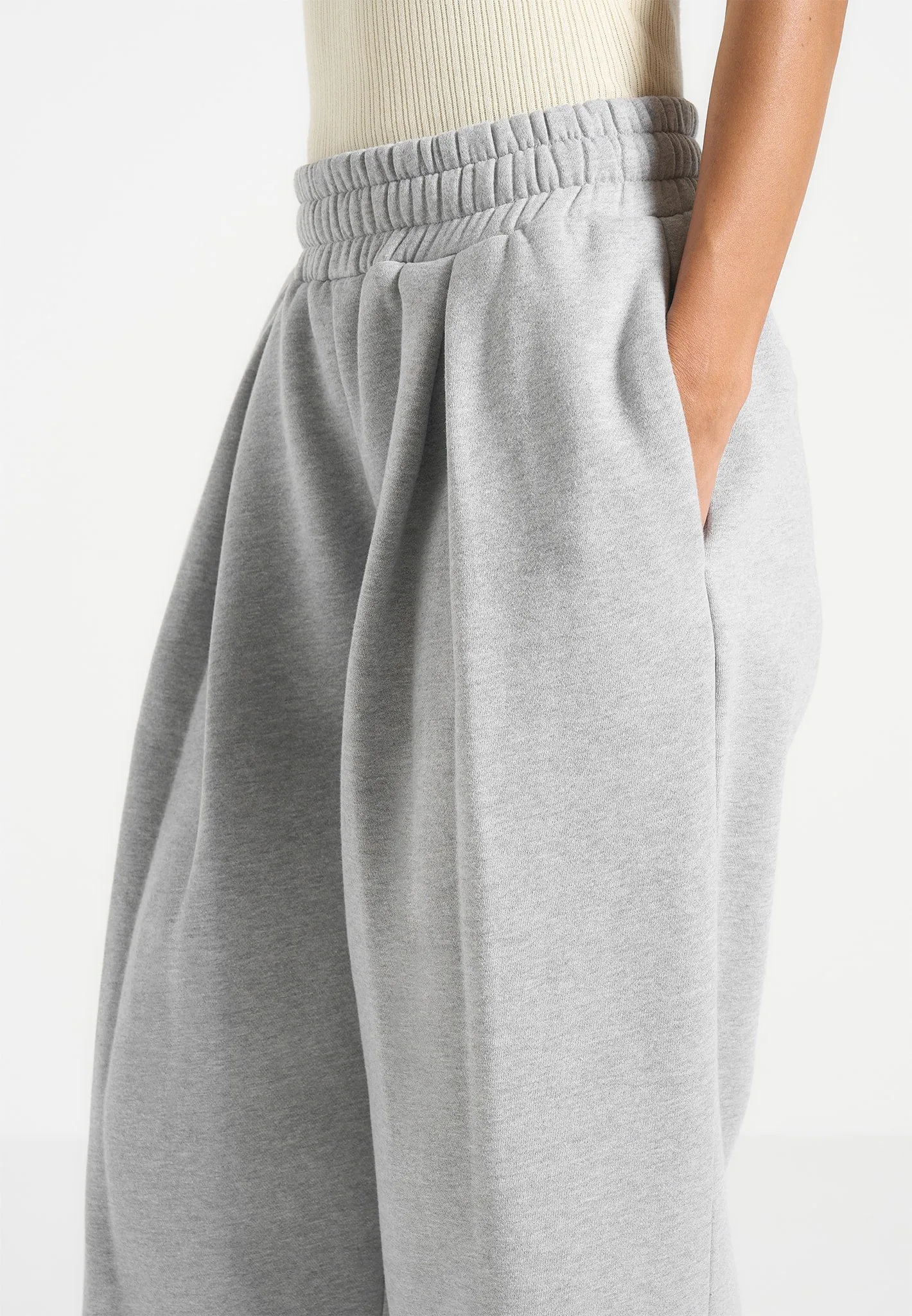 Fanny - Straight Leg Box Pleat Joggers - Grey Comfortable Design