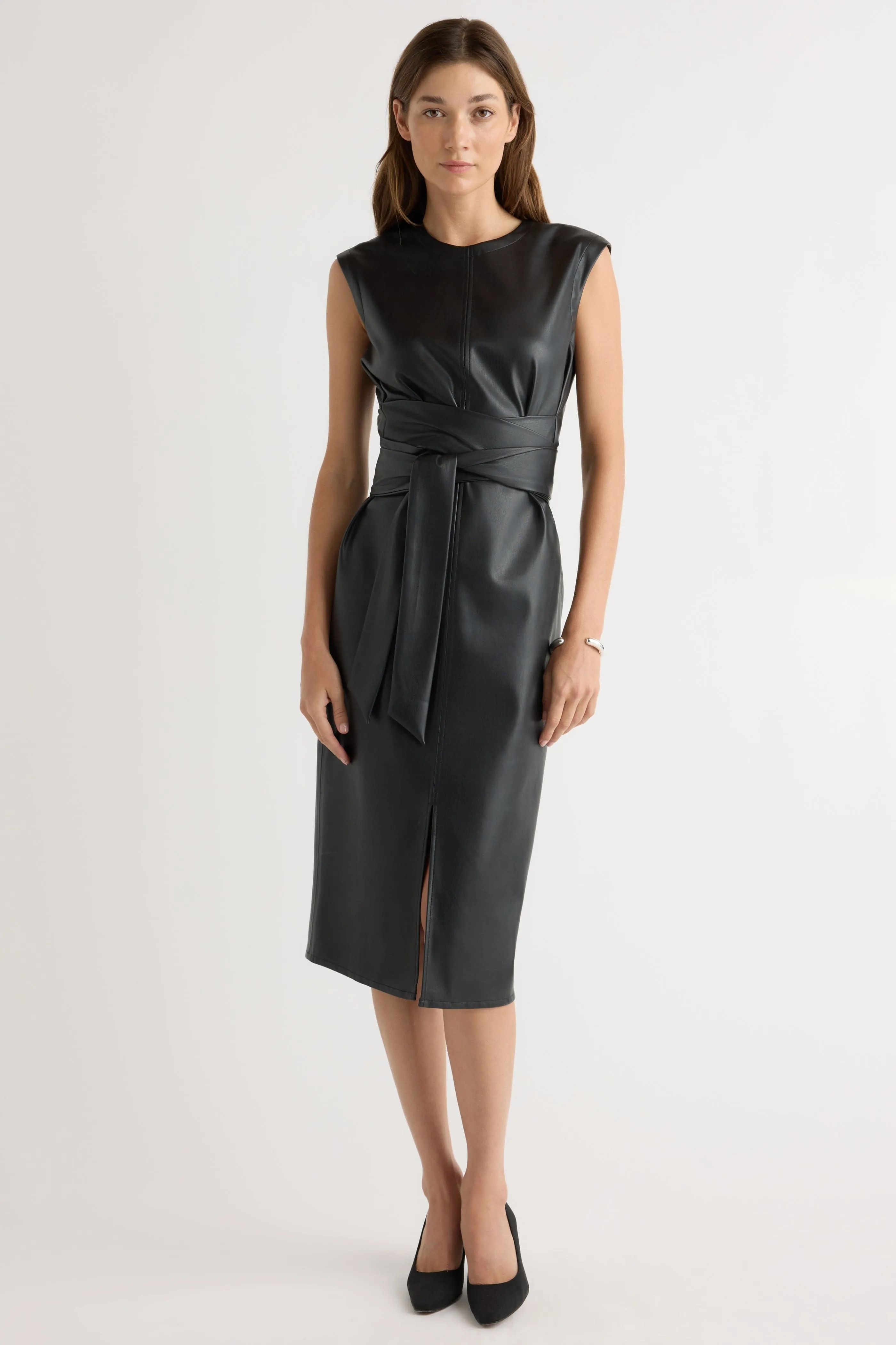 Pilar Vegan Leather Tie-Front Dress Travel-Pack