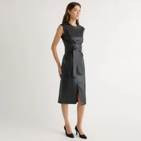 Pilar Vegan Leather Tie-Front Dress All-Day Comfort Wear Panelled-Design