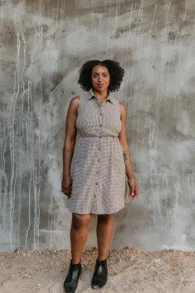 Mona Dress in Black & Oat Cotton Gingham Formal dinner wear