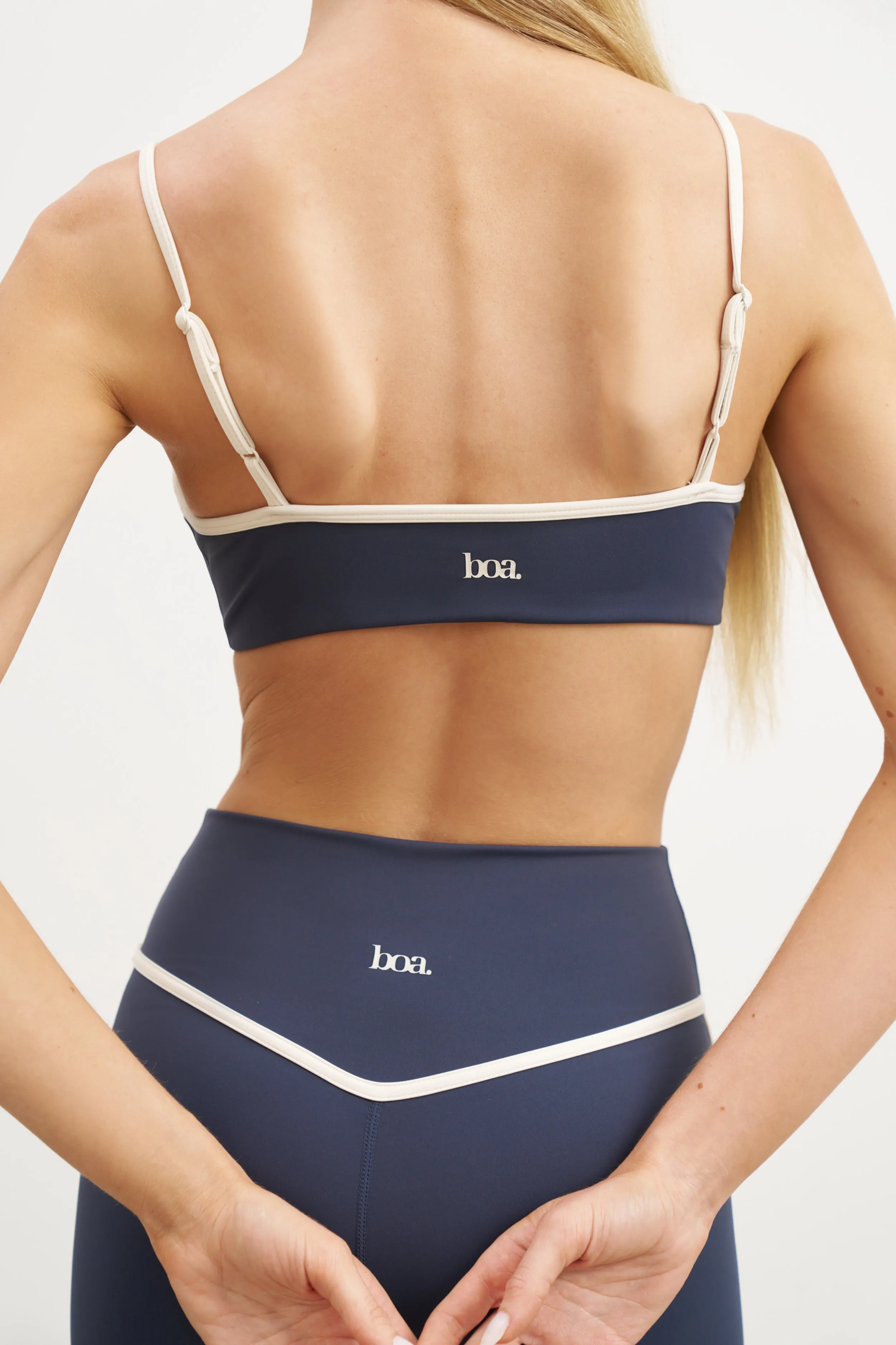 Summer Base Contrast Trim Cami Bra - Midnight Blue/Tofu