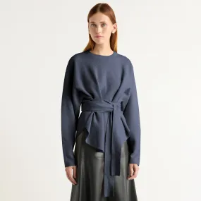 Seamless Stitching Trendy Knitwear Nara Tie-Front Knit Sweater