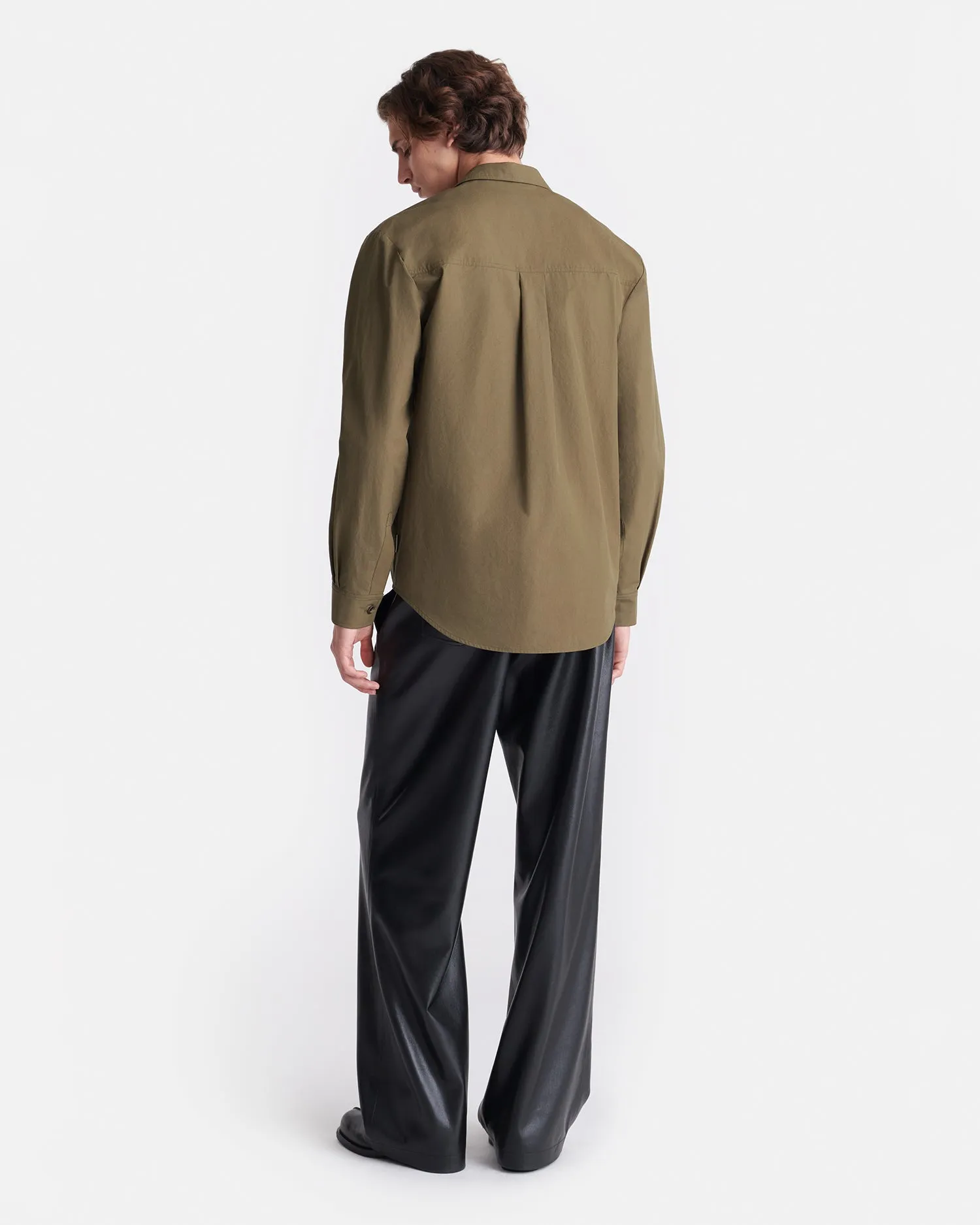 Jari - Long-Sleeve Shirt - Uniform Green Double Layered Hem multiple pockets