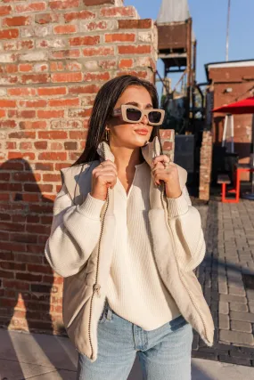 Faux Leather & Fur Reversible Vest OdorResistant Fabric