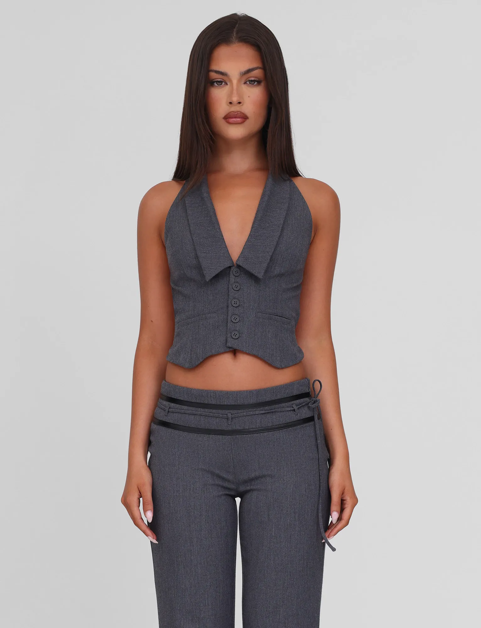 FEDRA VEST - GREY Sporty Hoodie VentedBack