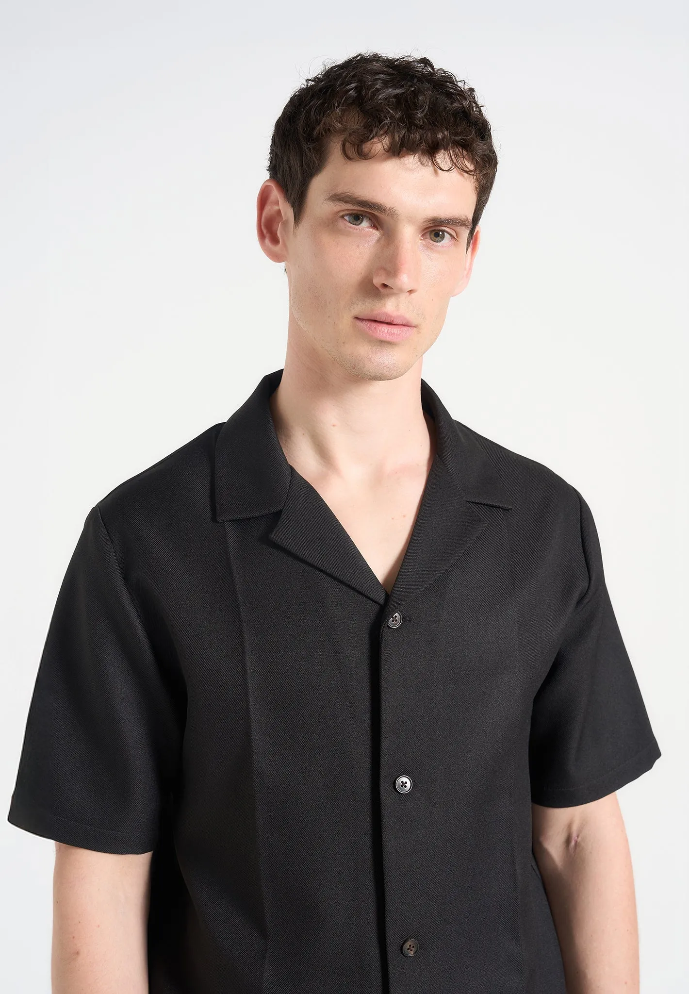 NonRestrictive Fit Adaptive Waistband Felix - Tailored Shirt With Crease - Black